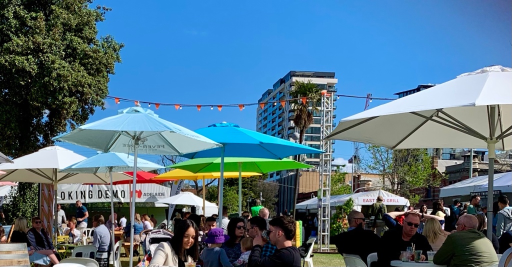 Tents, umbrellas, cheese festival, Adelaide